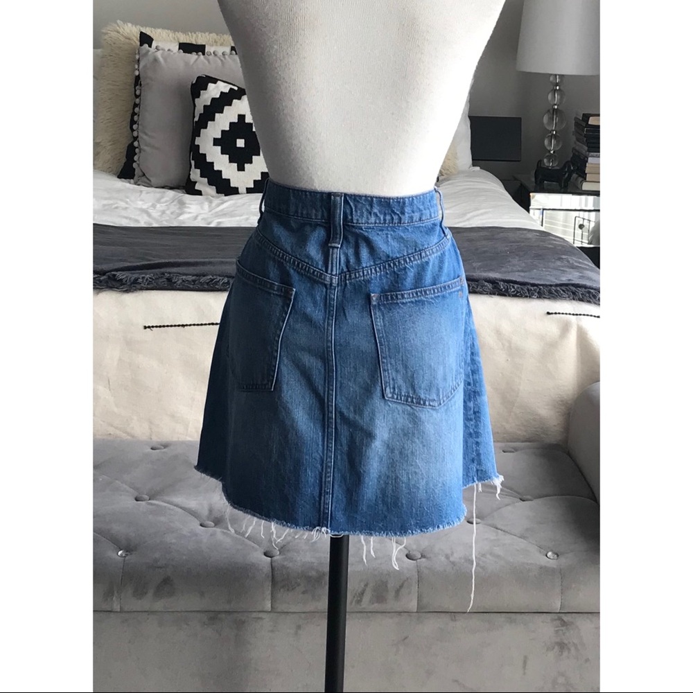 Madewell Women’s Mini Skirt Jean Size 30 Frisco Denim A Line Cut Off - Picture 10 of 12